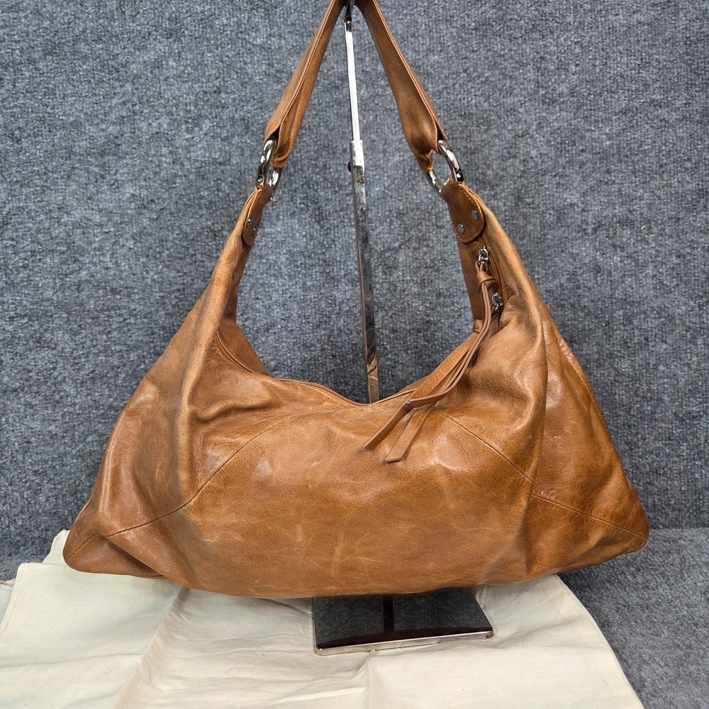 HOBO INTERNATIONAL Paulette Cognac Leather Slouchy Shoulder Handbag Purse Y2k